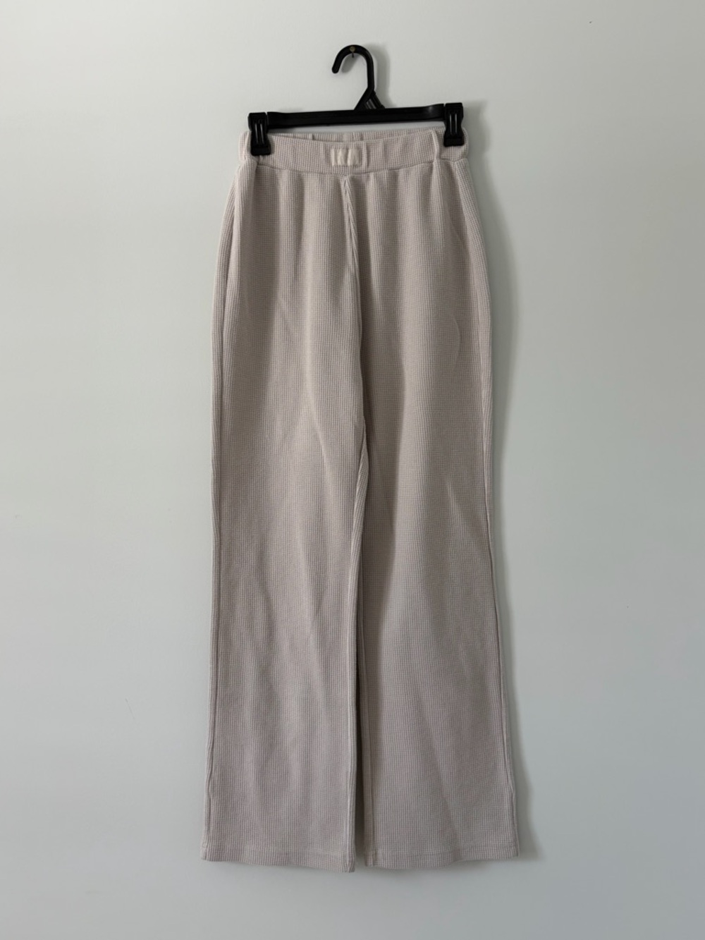 COMFRT Waffle Knit Wide Straight Leg Lounge Pant White Dove XS